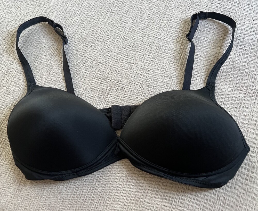 Warners Push Up Bra 36B Wire Free Molded Nylon Black Adjustable